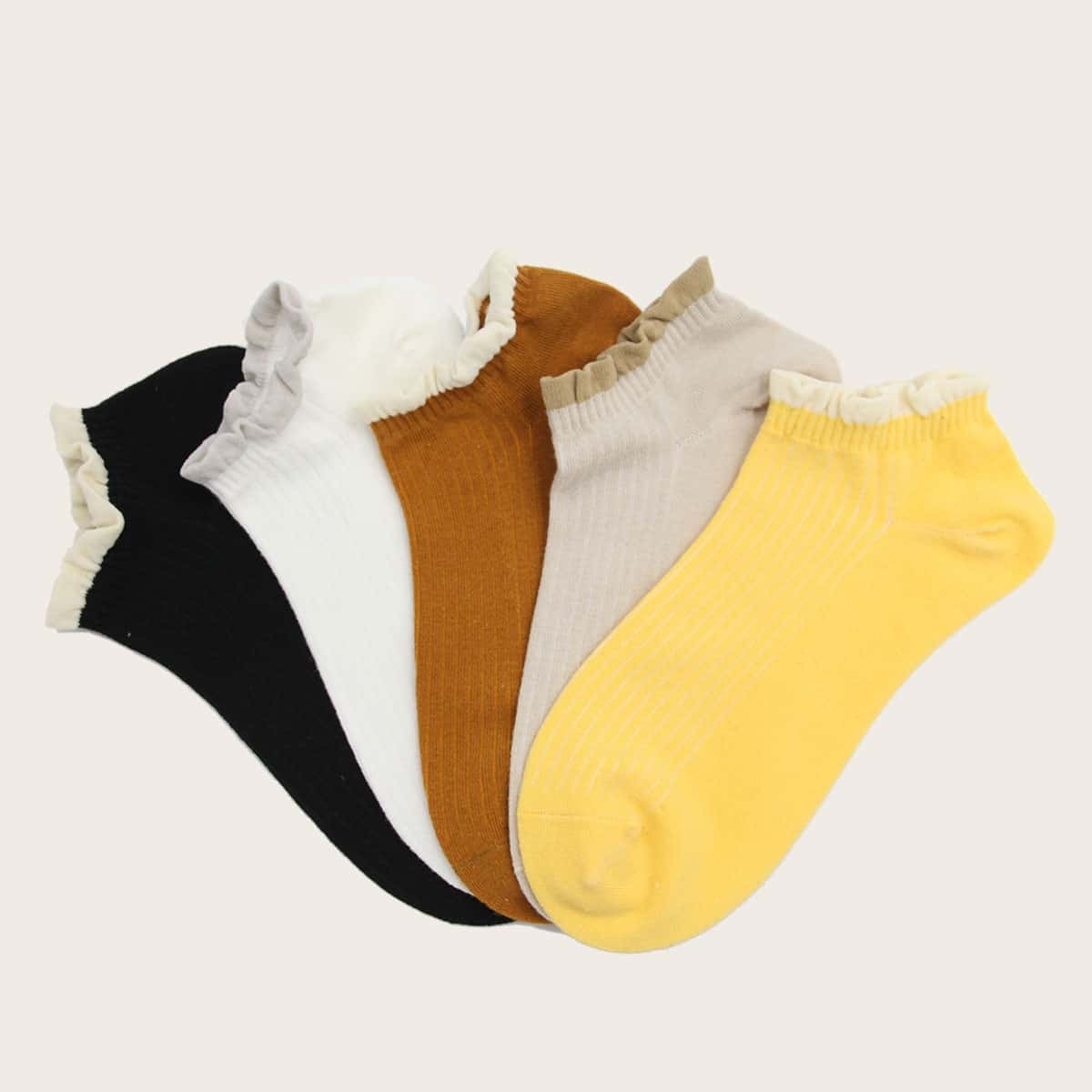 

Frill Hem Socks 5pairs, Multicolor