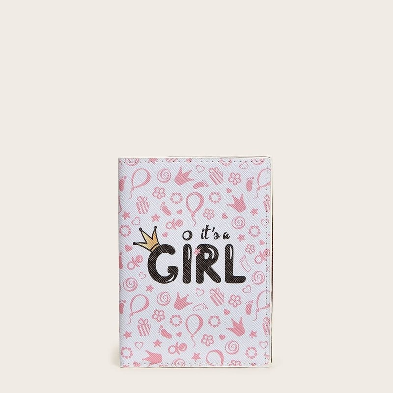 

Cute Slogan Print Fold Over Purse, Pink