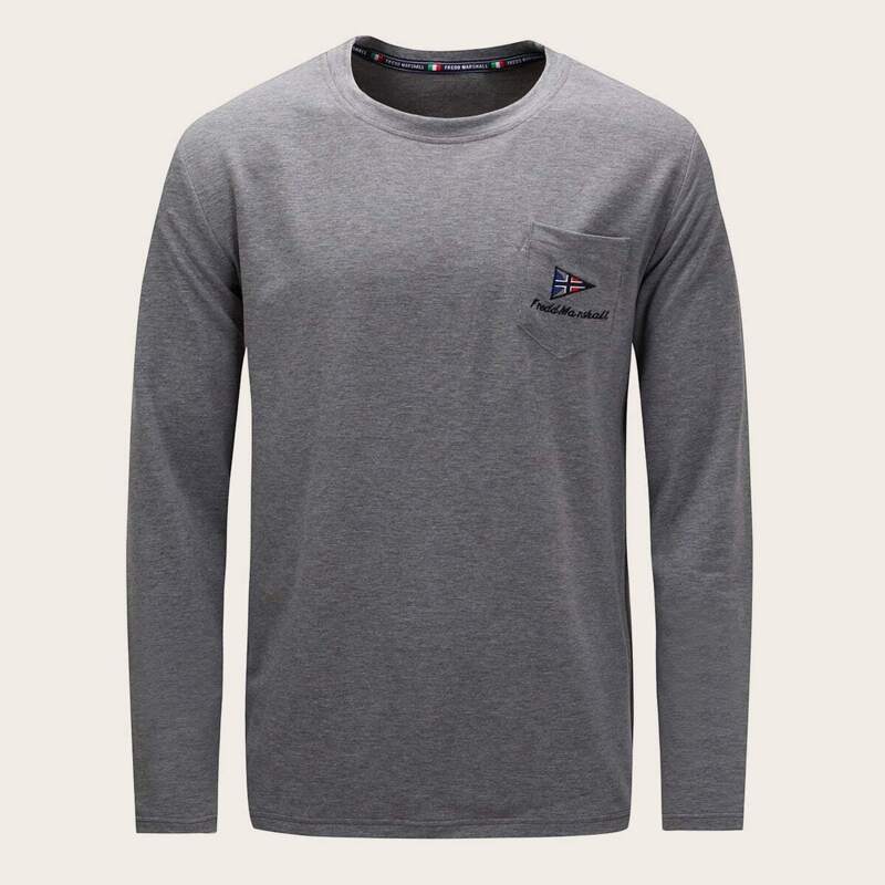 

Guys Letter Embroidery Patched Pocket Tee, Grey