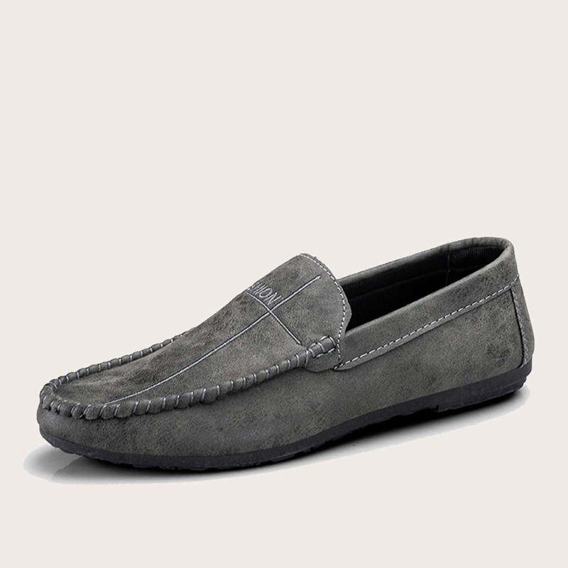 

Guys Letter Detail Slip On Loafers, Grey