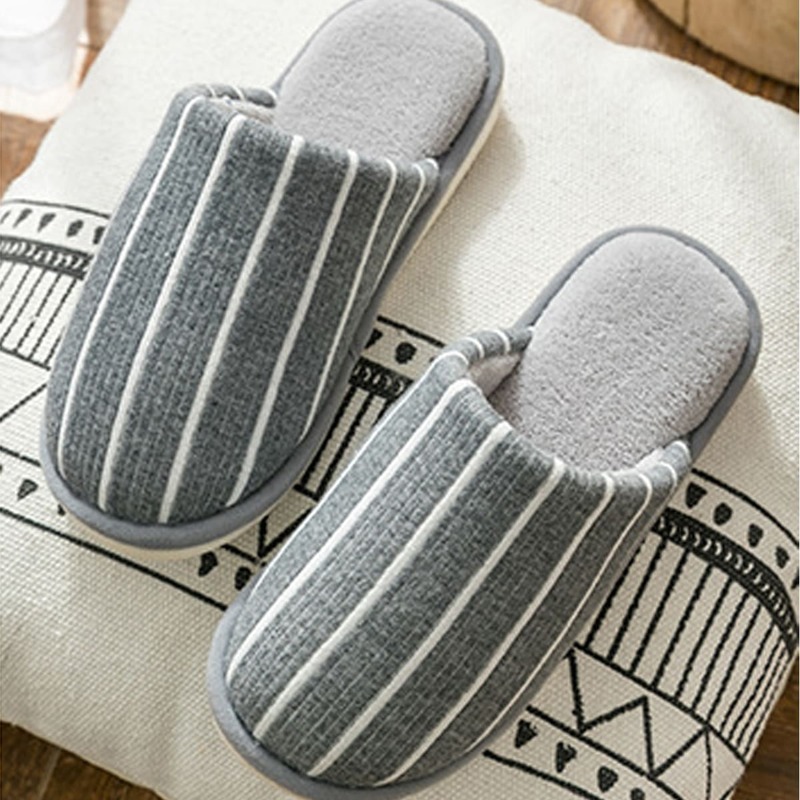 

Guys Striped Flat Slippers, Grey