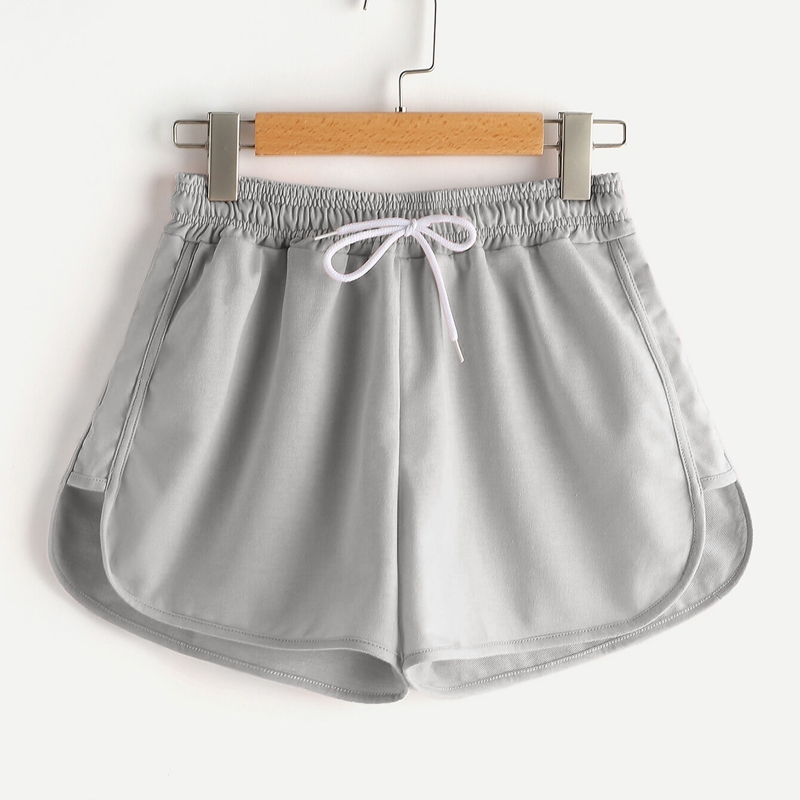 

Drawstring Waist Solid Track Shorts, Grey