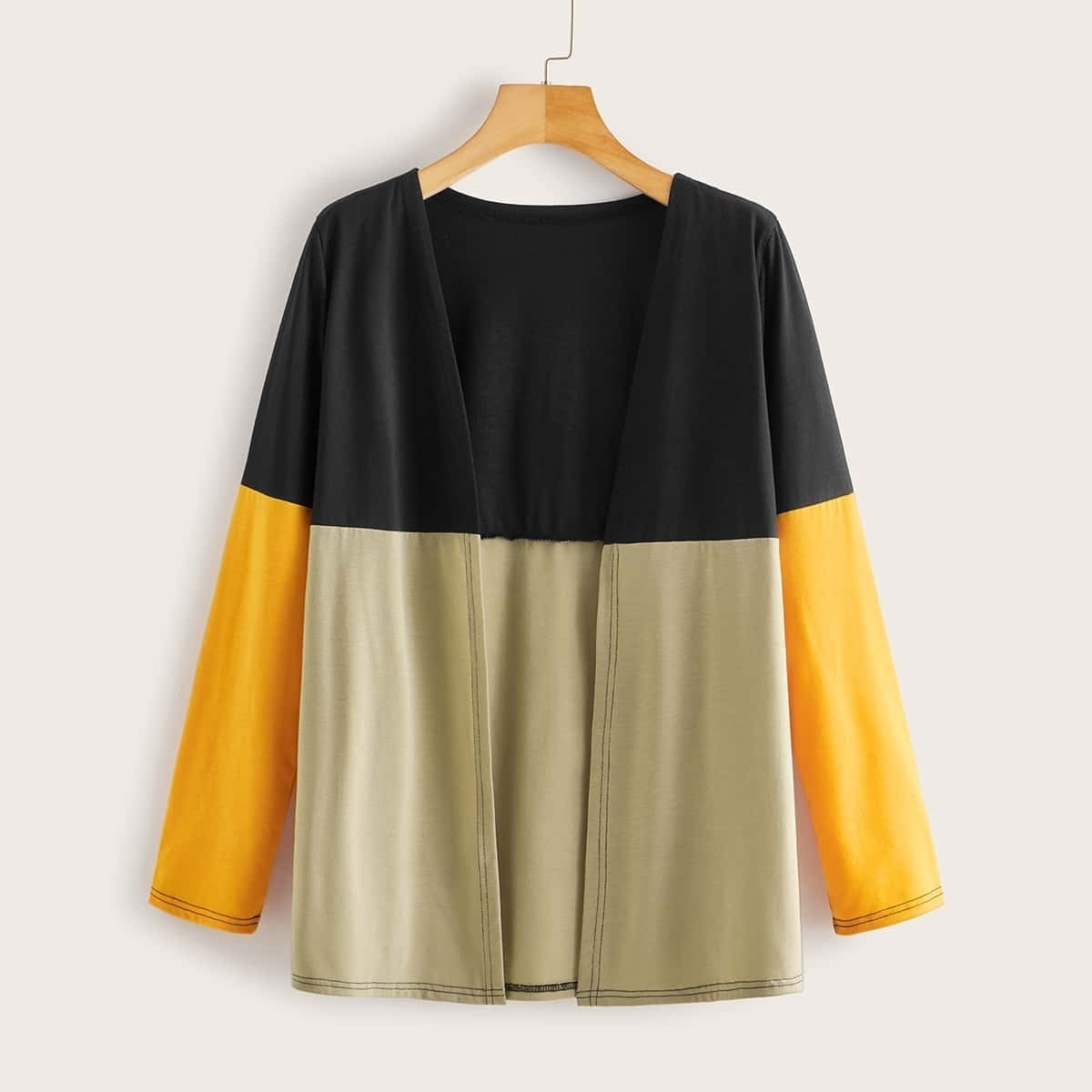 

Two Tone Contrast Sleeve Outerwear, Multicolor