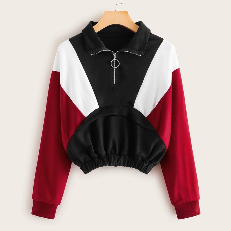 

Color-block Half Zip Sweatshirt, Multicolor