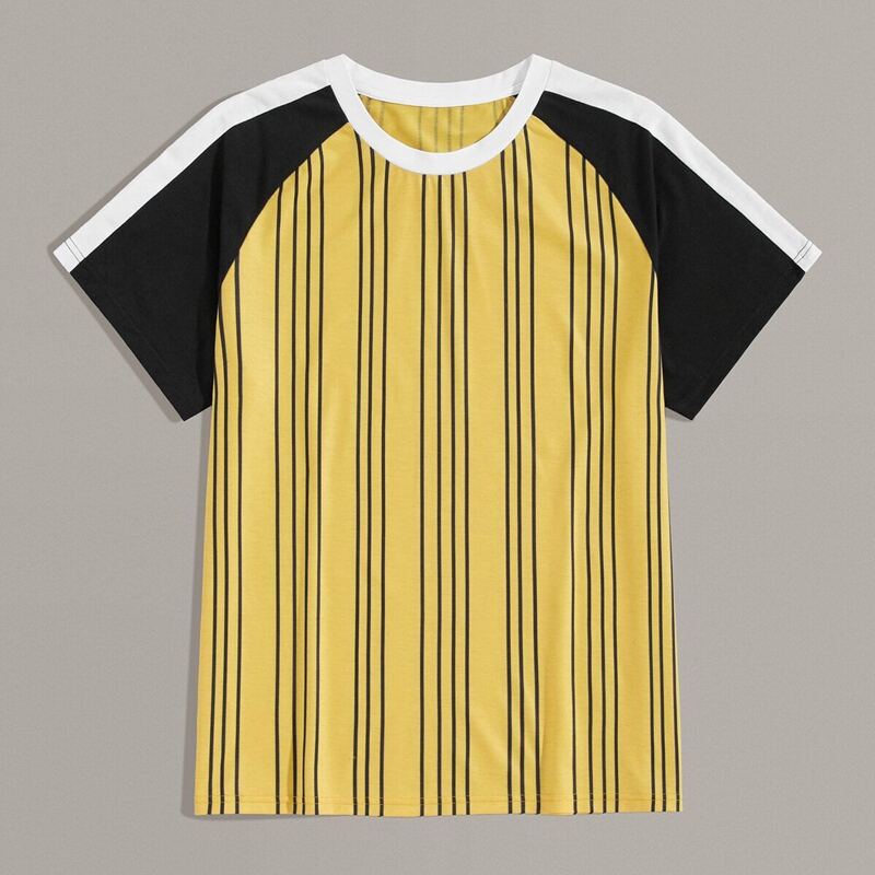 

Guys Striped Raglan Sleeve Color Block Tee, Multicolor