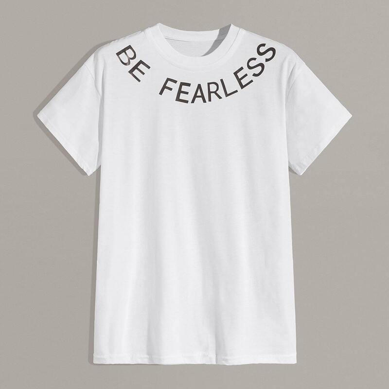 

Guys Slogan Print Round Neck Tee, White