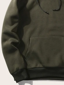 Manfinity Men Solid Hooded Sweatshirt - Army Green - View 3