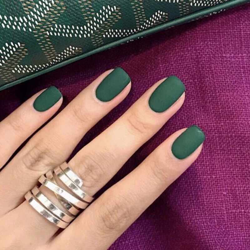 

Plain Fake Nail 24pcs & Tape, Green