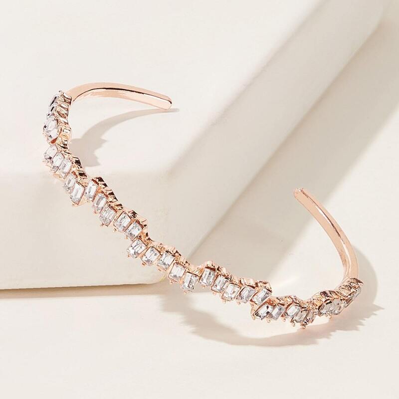 

Rhinestone Engraved Cuff Bracelet 1pc, Gold