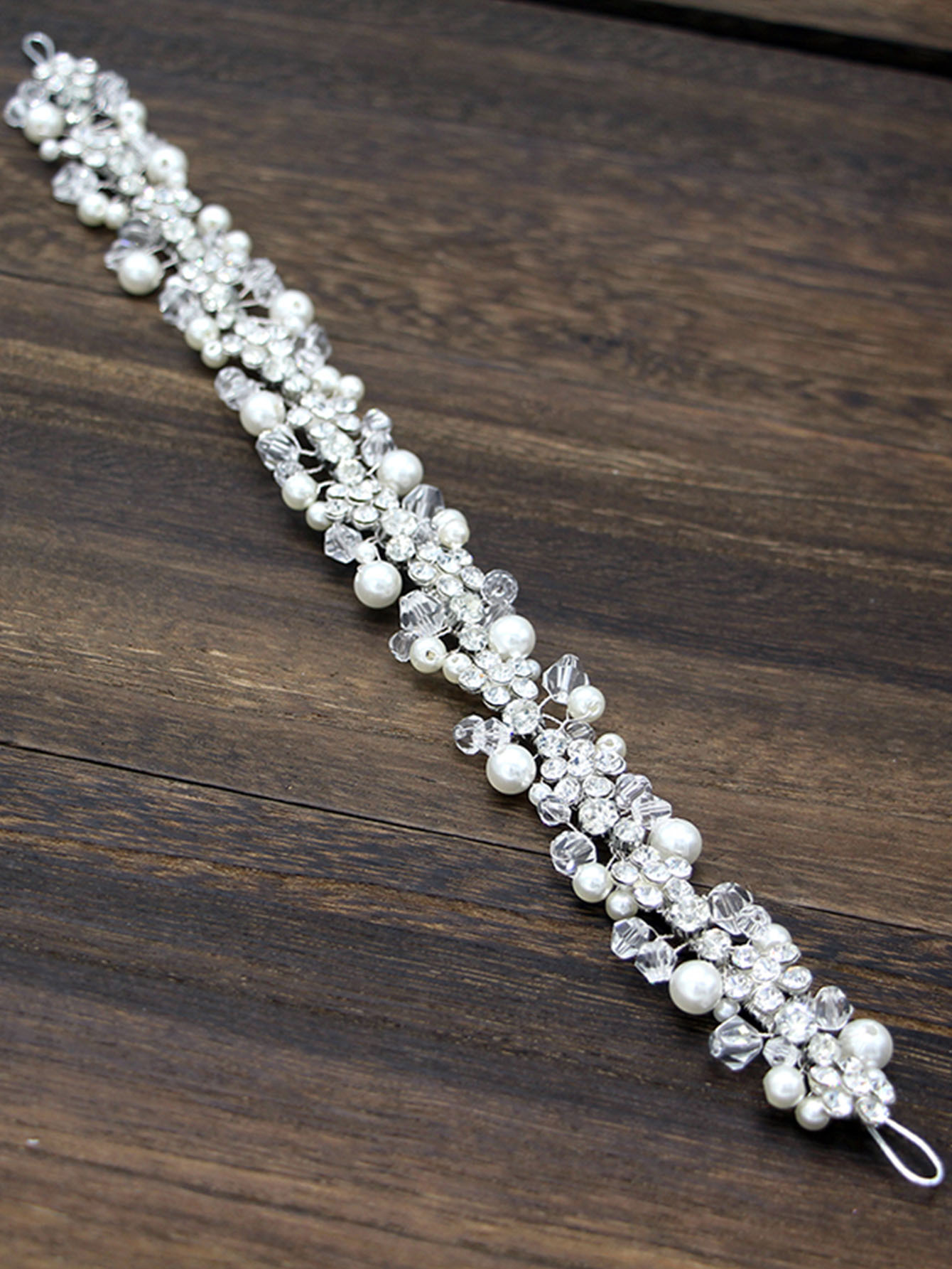 1pc Women's Elegant Handmade Alloy Pearl Crystal Soft Chain Headband, Bridal Wedding Hair Accessory Valentine's Day Accessories
