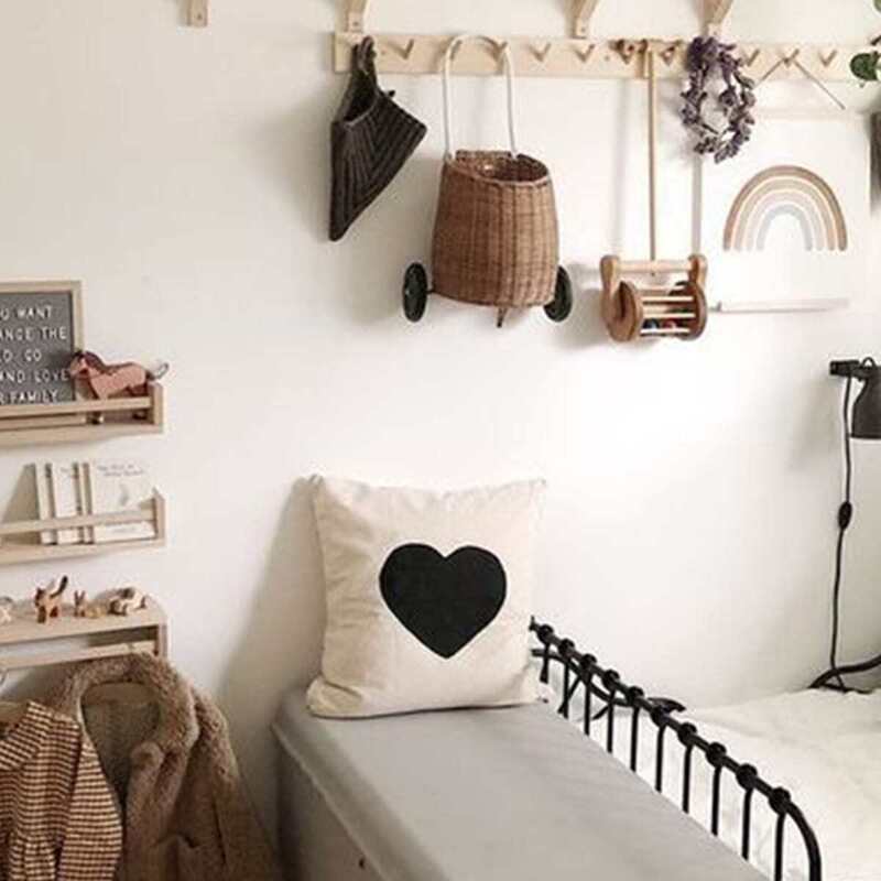 

Black Heart Print Cushion Cover, Black and white