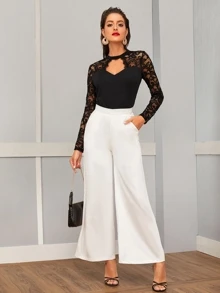SHEIN لباس علوي بادخال دانتيل وبقص امامي