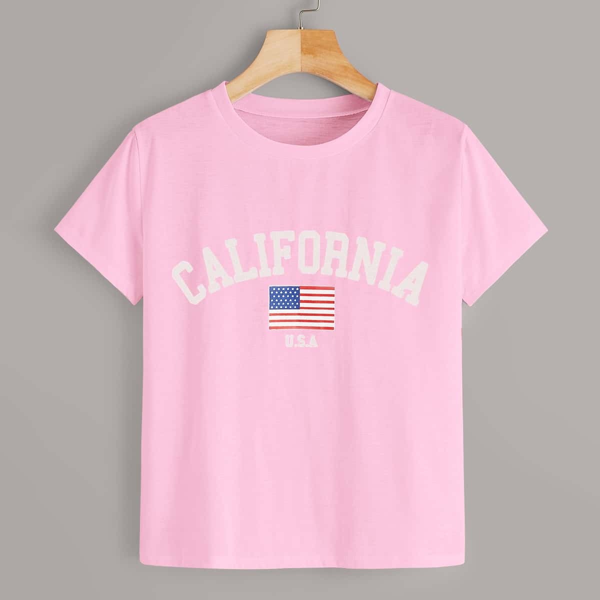 

Red White And Blue Print Tee, Pink