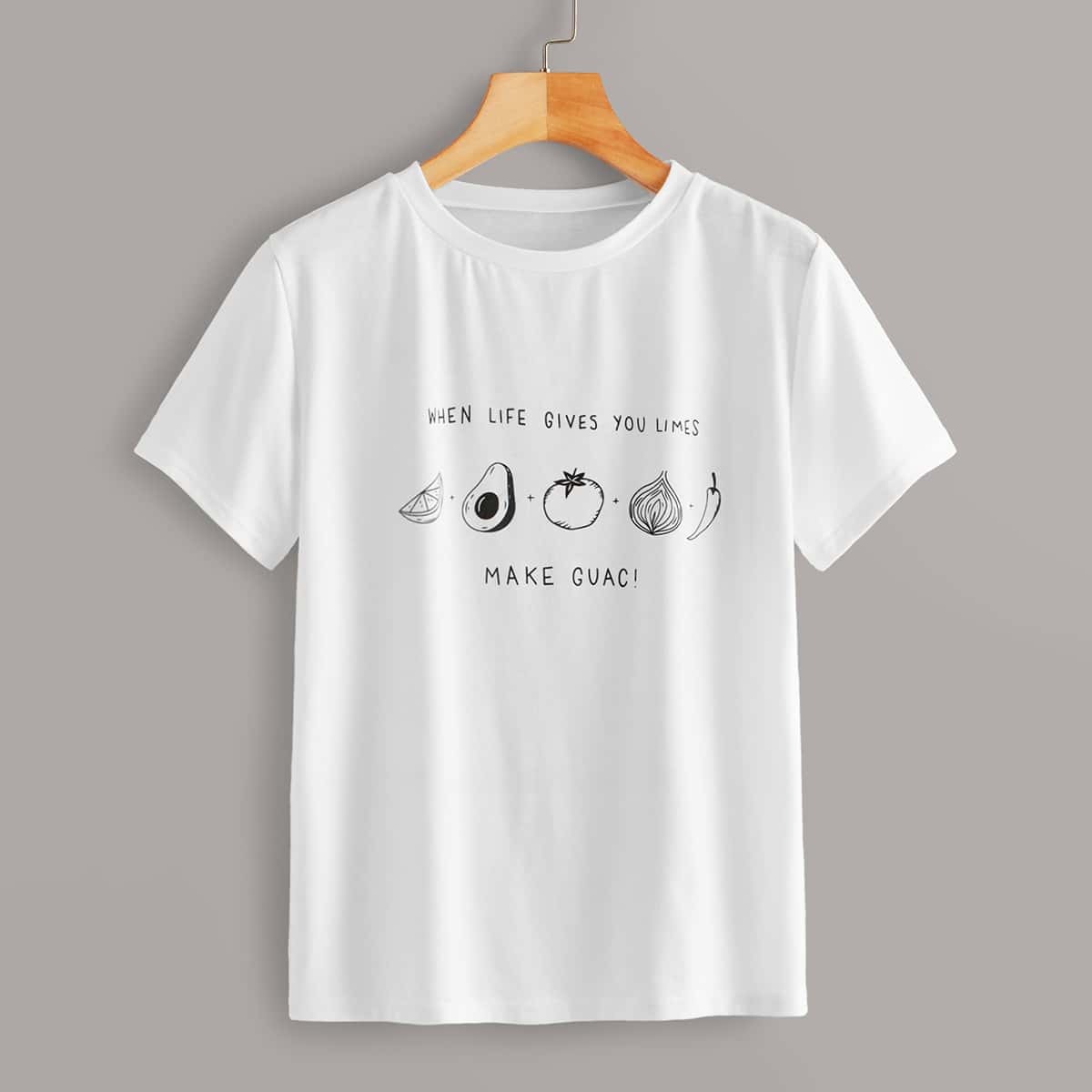 

Slogan And Vegetables Print Tee, White