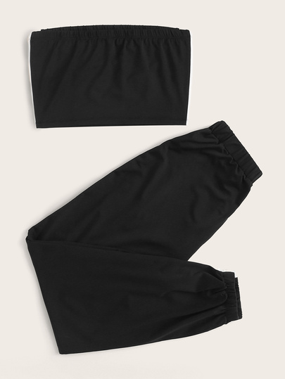 Preto Cordão Carta Desportivo Roupas de 2pçs