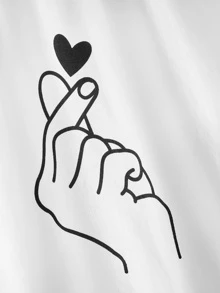 SHEIN Girls Gesture Print Top - White - View 3