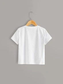 SHEIN Girls Gesture Print Top - White - View 2
