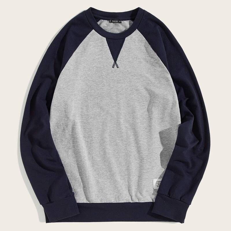 

Guys Raglan Sleeve Patched Sweatshirt, Multicolor
