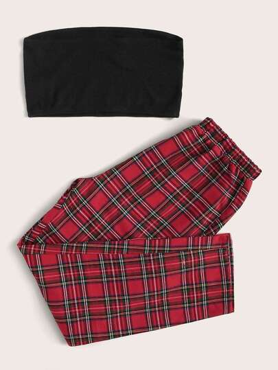 Multicolorido Xadrez Preppy Roupas de 2pçs