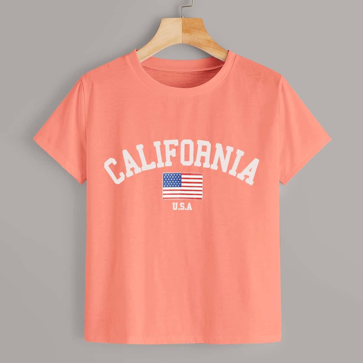 

Red White And Blue Print Tee, Orange