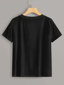 Áo thun Con số màu đen Casual - màu đen - Xem 2