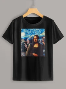 Áo thun Con số màu đen Casual - màu đen - Xem 1