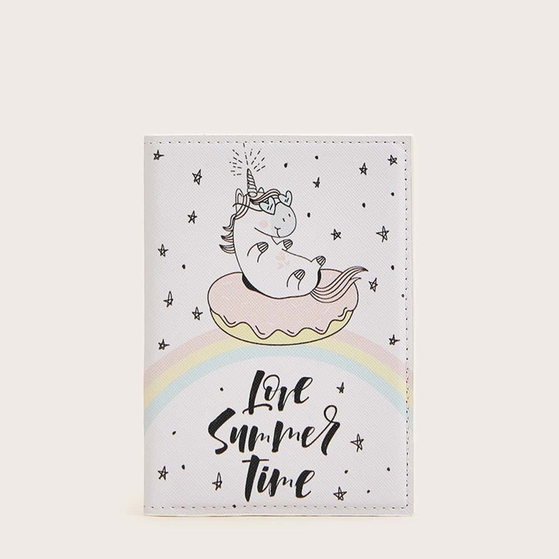 

Cartoon Unicorn Print Fold Over Purse, Multicolor