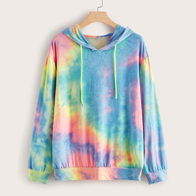 

Plus Die Dye Drawstring Hoodie, Multicolor