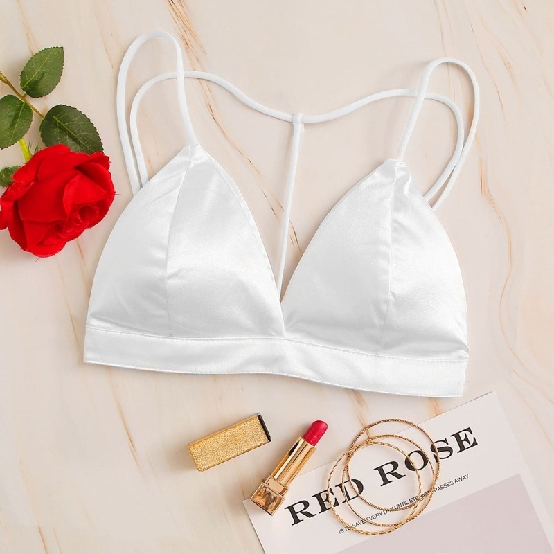 

Satin Triangle Bra, White