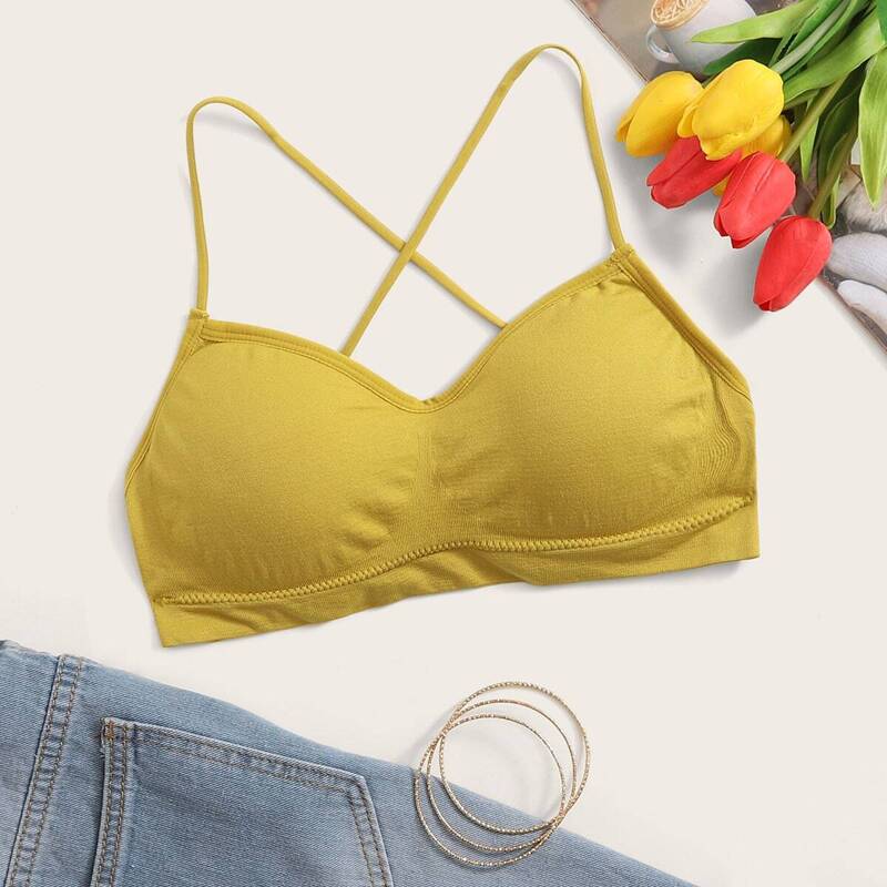

Crisscross Back Bralette, Yellow