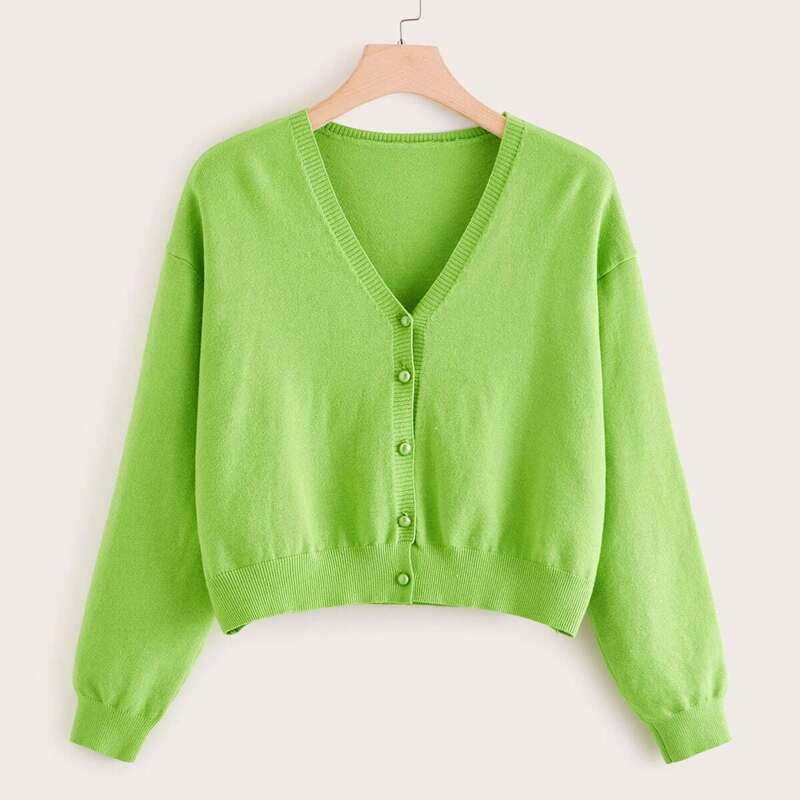 

Plus Soft Brushed Knit Drop Shoulder Cardigan, Green bright