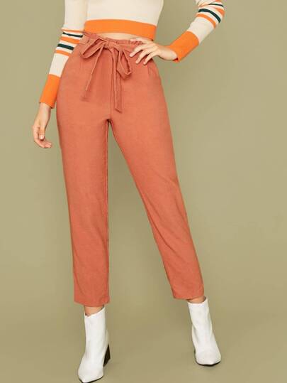 SHEIN Paperbag Waist Self Belted 
