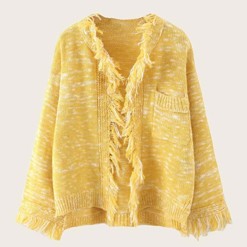 

Frayed Hem Space Dye Cardigan, Yellow