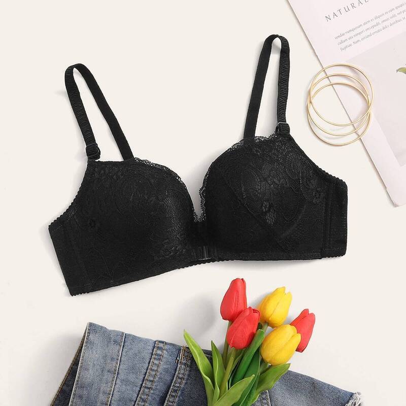 

Floral Lace Bra, Black