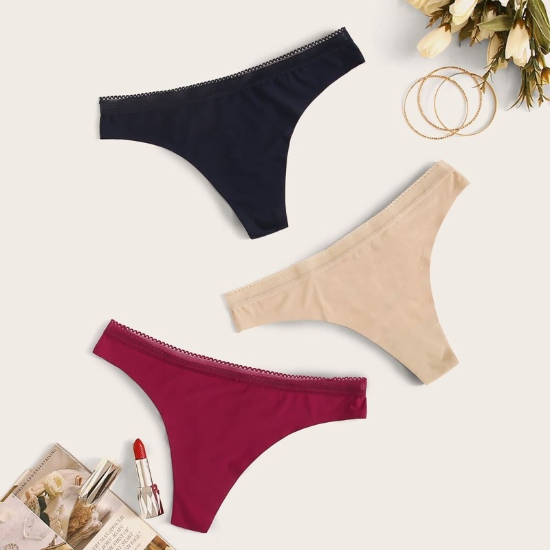 

Lace Trim Seamless Panty Set 3pack, Multicolor