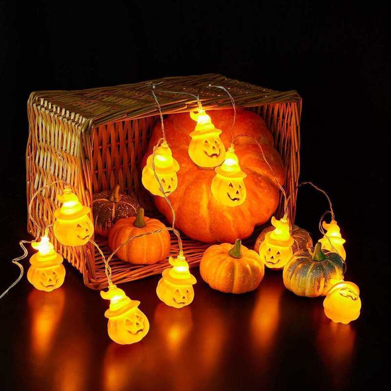 

10pcs Pumpkin Hat Shaped Bulb String Light 2M, Orange