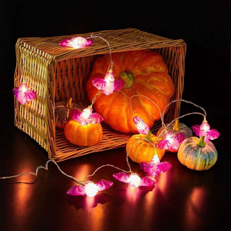 

10pcs Bat Shaped Bulb String Light 2M, Purple