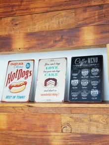 1pc Trang trí tường bằng sắt, áp phích nghệ thuật treo tường thực đơn quán cà phê cổ điển để trang trí làm quà tặng tốt nhất - Nhiều màu - Xem 4