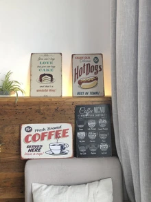 1pc Trang trí tường bằng sắt, áp phích nghệ thuật treo tường thực đơn quán cà phê cổ điển để trang trí làm quà tặng tốt nhất - Nhiều màu - Xem 1