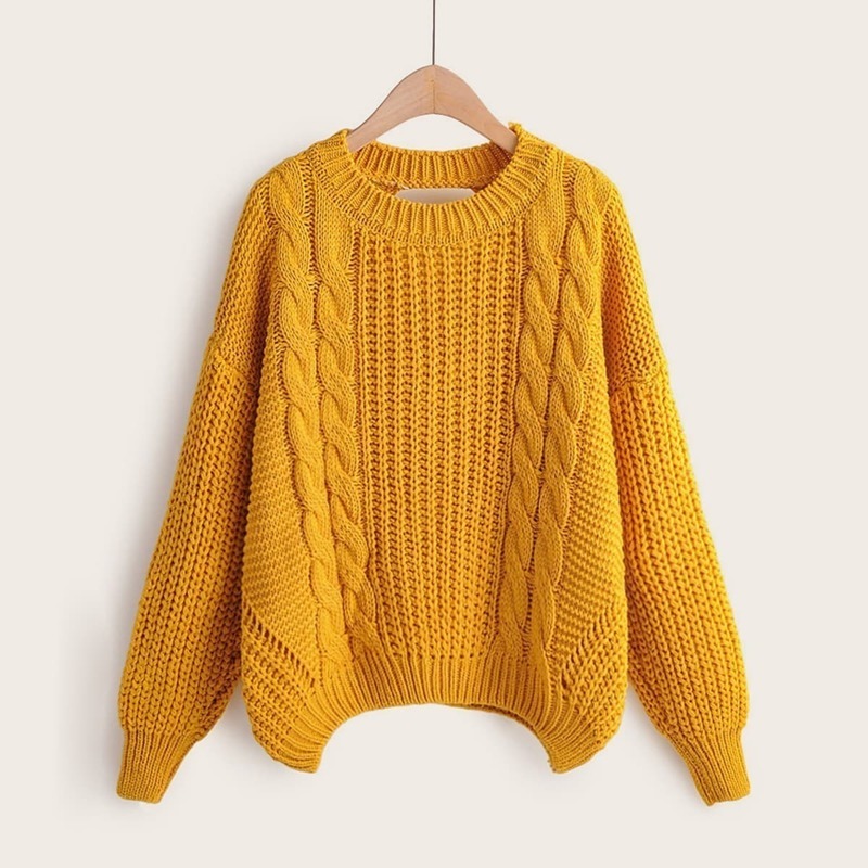 

Cable Pattern Cut Out Back Jumper, Yellow