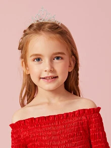 1 Pieza Diadema De Corona Dulce Con Pedrería Para Niñas - Plateado - Ver 1