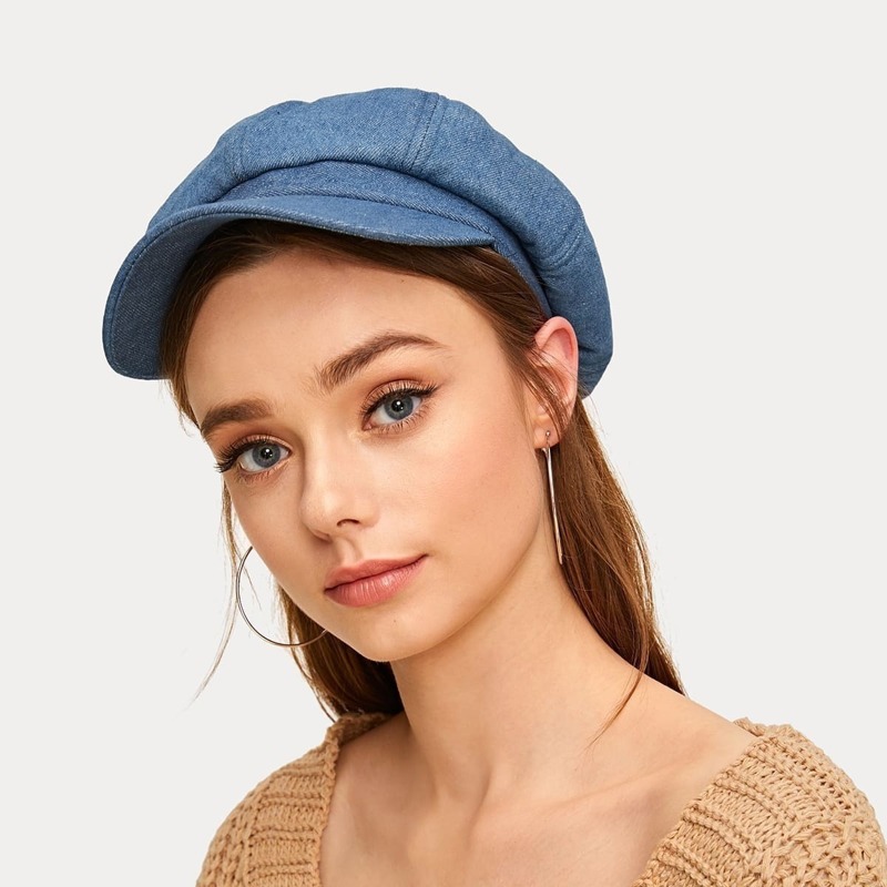 

Solid Newsboy Hat, Blue