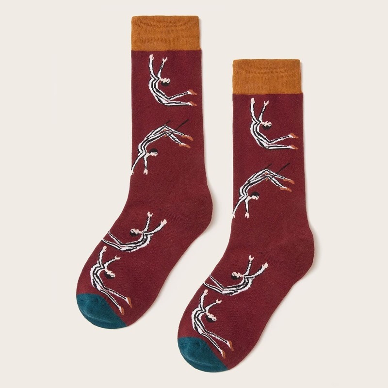 

Guys Figure Pattern Socks 1pair, Multicolor
