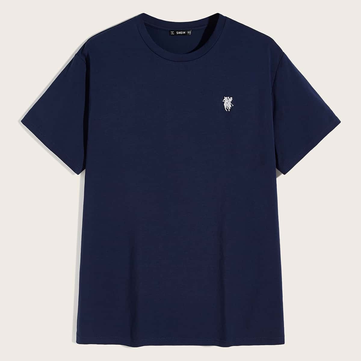

Guys Embroidered Detail Tee, Navy