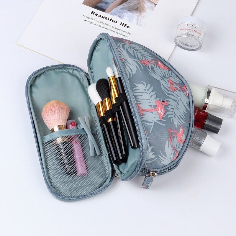 

Flamingo Print Zipper Storage Bag, Grey