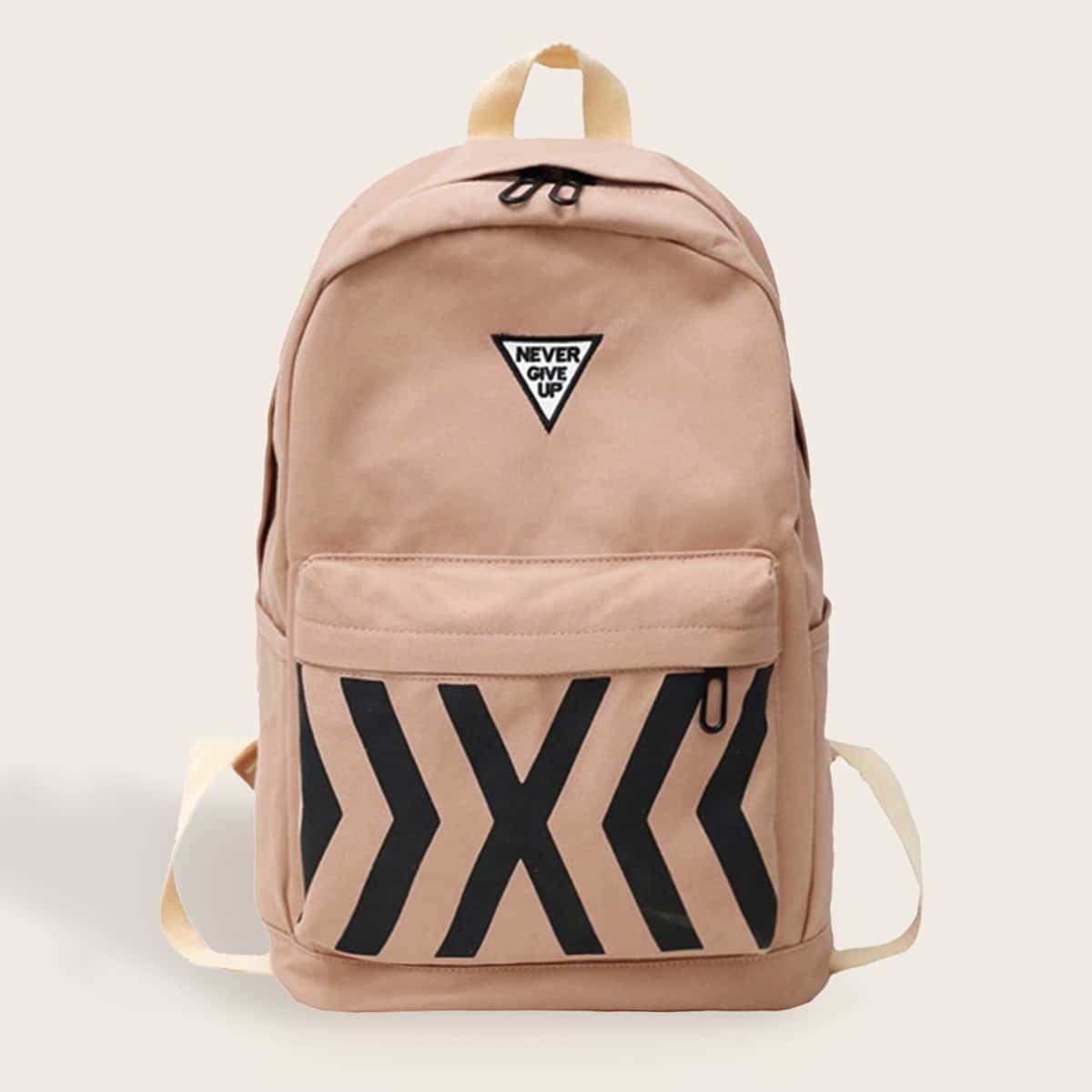 

Chevron Print Pocket Front Backpack, Pink
