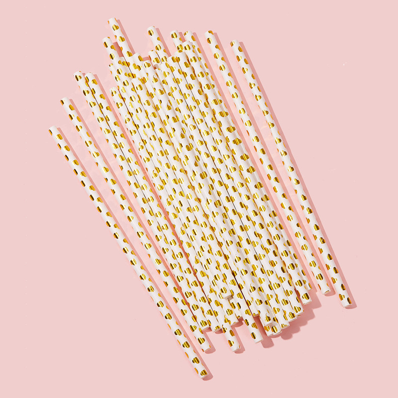 

Heart Pattern Hot Stamping Disposable Drink Straw 25pcs, Multicolor