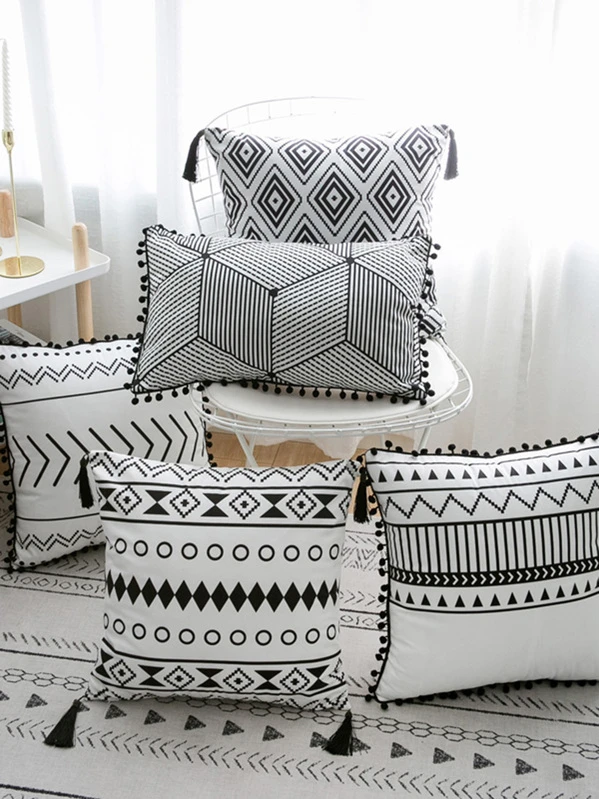Geometric Pattern Cushion Cover 1pc Geometric Pillow Case Cover 1PC | SHEIN UK