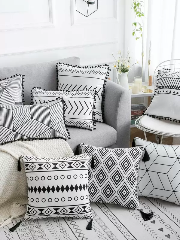 Geometric Pattern Cushion Cover 1pc Geometric Pillow Case Cover 1PC | SHEIN UK