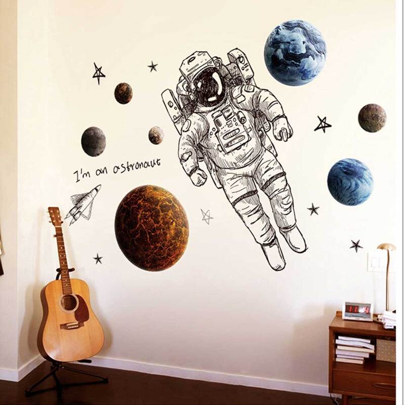 

Astronaut & Planet Print Wall Sticker, Multicolor